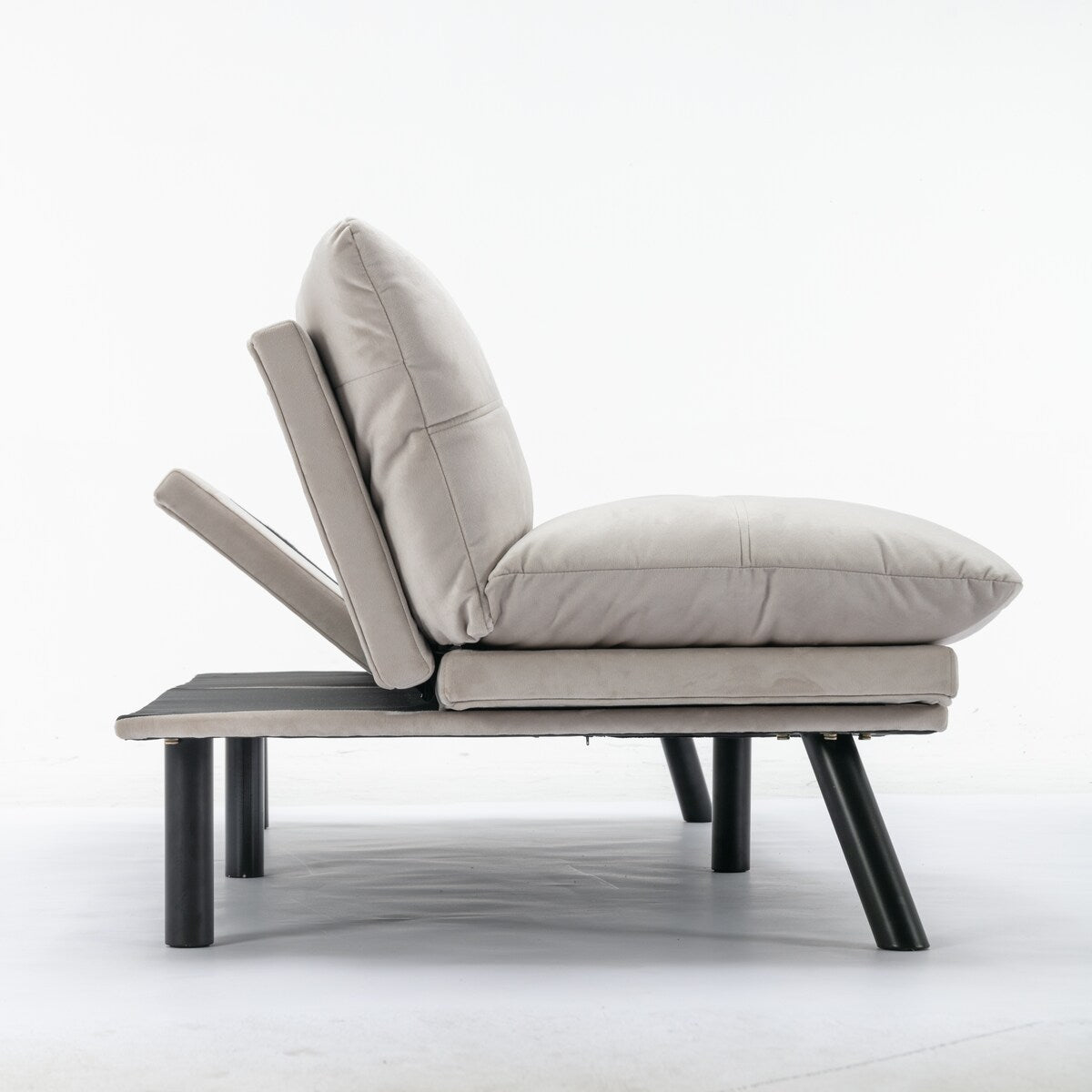 Trendy And Modern Style Grey Velvet Upholstered Sleeper Sofa Bed,2-Seater Adjustable Backrest Armless Sofa