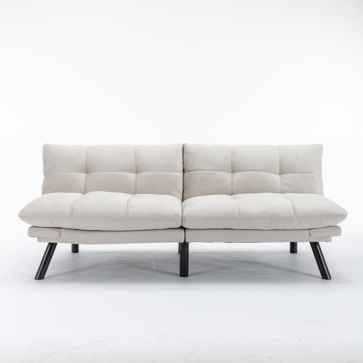 Trendy And Modern Style Grey Velvet Upholstered Sleeper Sofa Bed,2-Seater Adjustable Backrest Armless Sofa