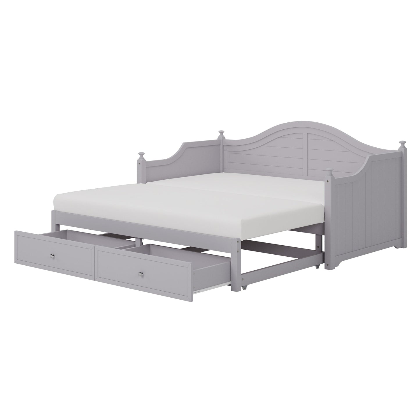 Twin Size Wood Daybed Extended Bed with Storage Drawers Wooden Sofa Bed for Living Room Guest Room