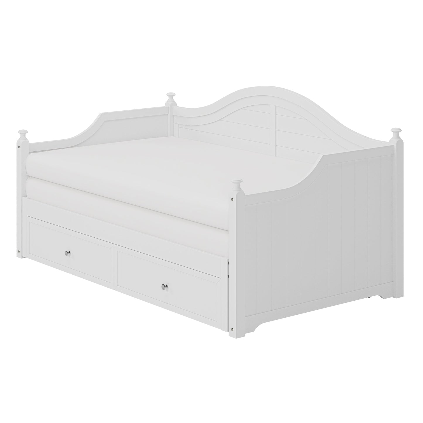 Twin Size Wood Daybed Extended Bed with Storage Drawers Wooden Sofa Bed for Living Room Guest Room