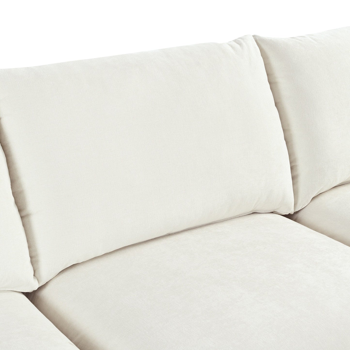 U-Shaped Linen Upholstered 6-Seat Sectional Sofa with 2 Movable Storage Ottomans for Living Room Home Theaters