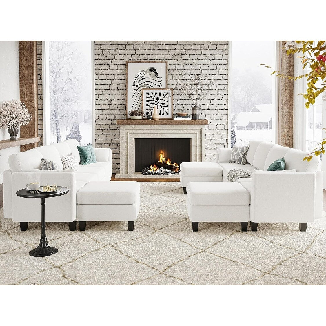 U-Shaped Modular Sectional Sofa - 6 Seat Convertible Couch with High Density Memory Foam, Modern Comfy Living Room SofaÂ