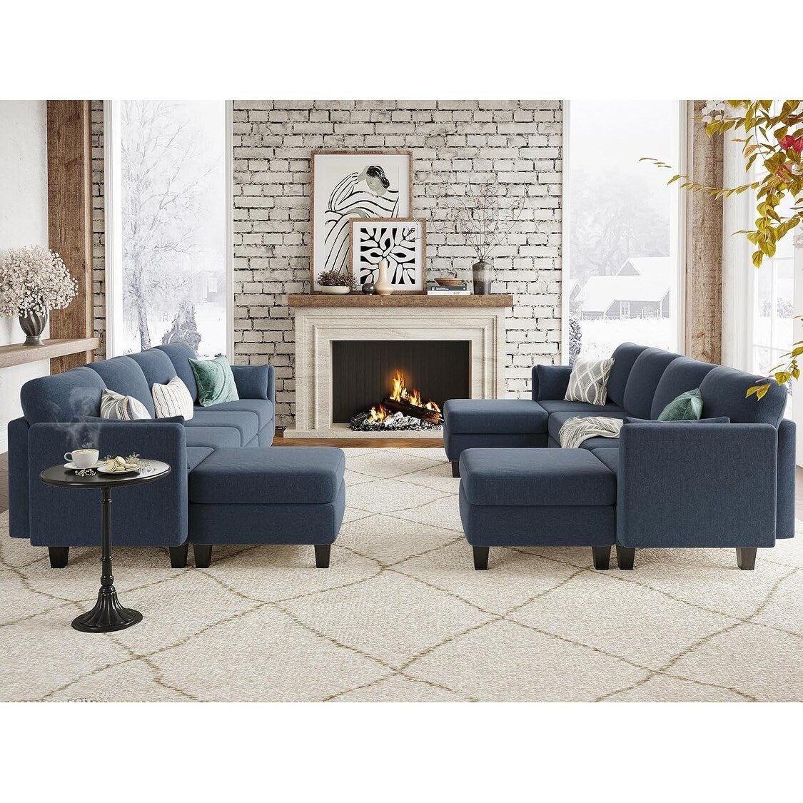 U-Shaped Modular Sectional Sofa - 6 Seat Convertible Couch with High Density Memory Foam, Modern Comfy Living Room SofaÂ