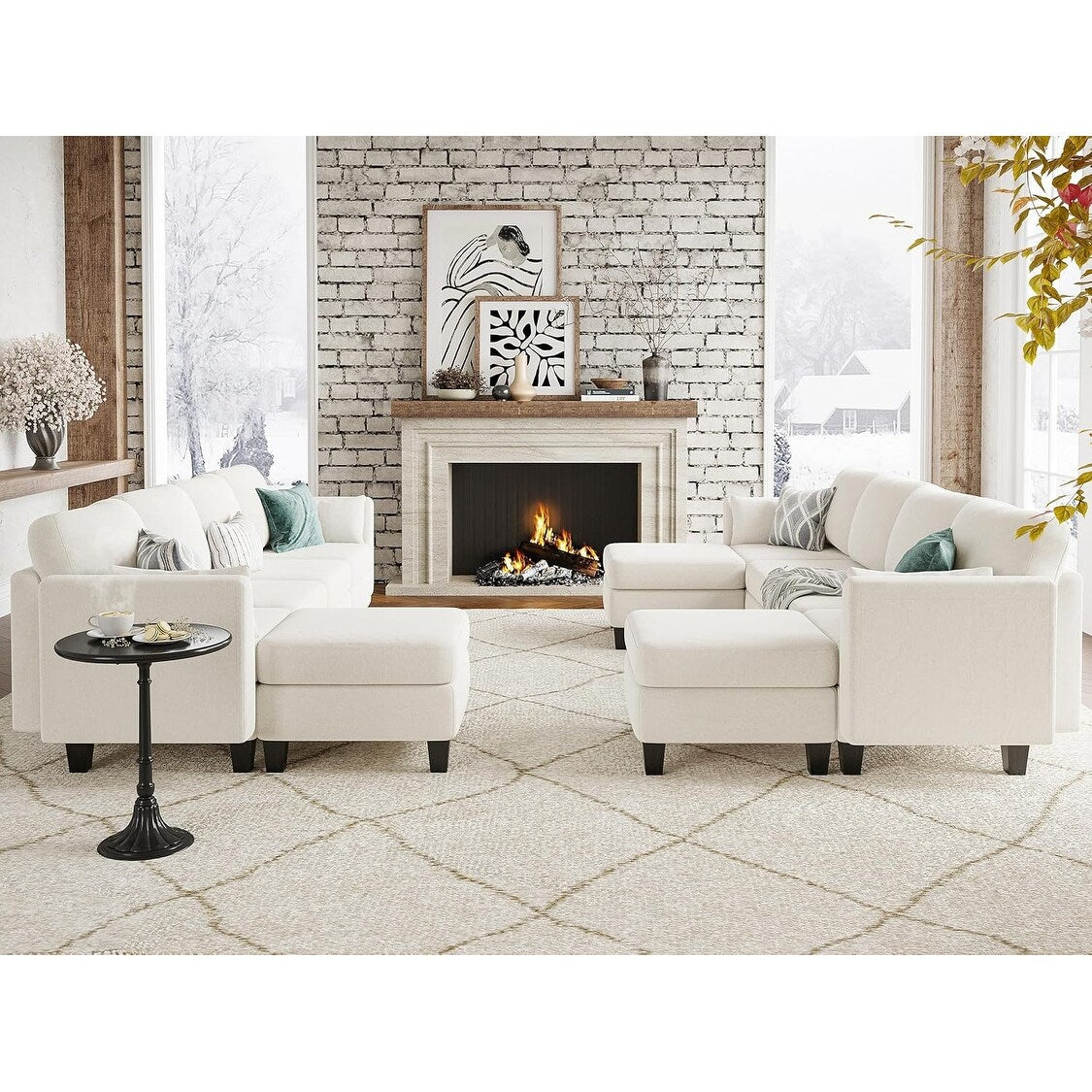 U-Shaped Modular Sectional Sofa - 6 Seat Convertible Couch with High Density Memory Foam, Modern Comfy Living Room SofaÂ