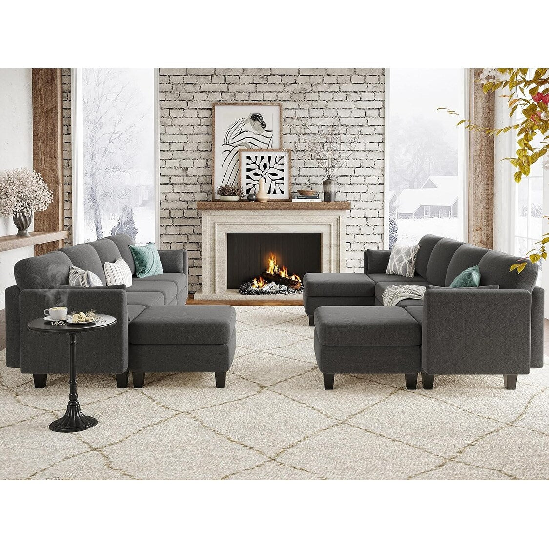 U-Shaped Modular Sectional Sofa - 6 Seat Convertible Couch with High Density Memory Foam, Modern Comfy Living Room SofaÂ