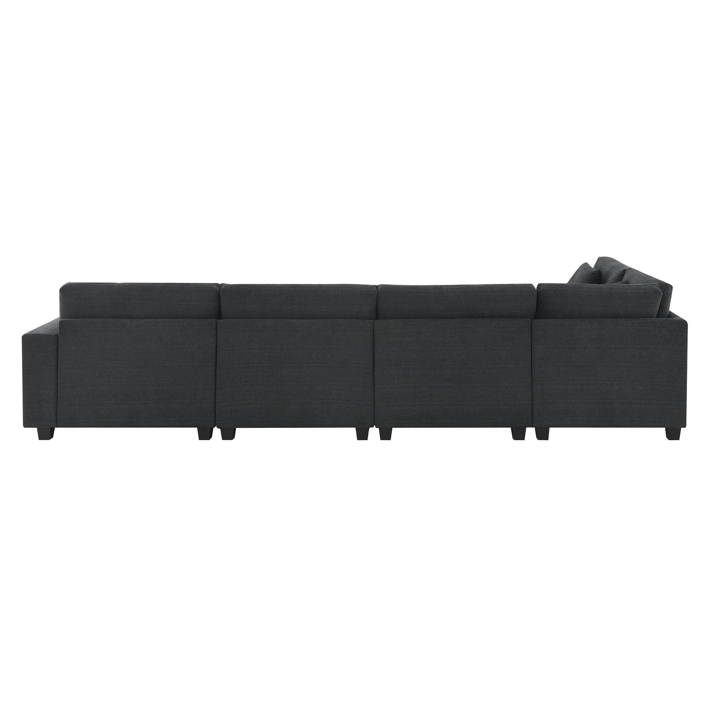 U Shaped Sectional Sofa,Chenille Couch Set With Ottoman,Hidden Armrest Storage And Cup Holders,Usb Charging Ports