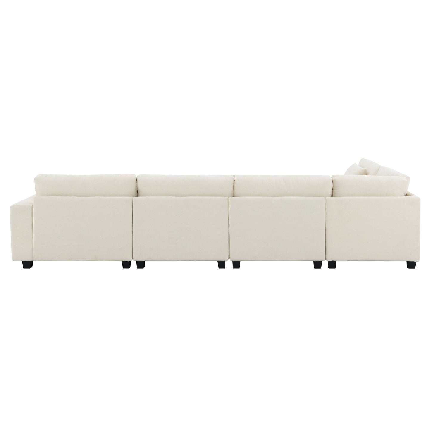 U Shaped Sectional Sofa,Chenille Couch Set With Ottoman,Hidden Armrest Storage And Cup Holders,Usb Charging Ports
