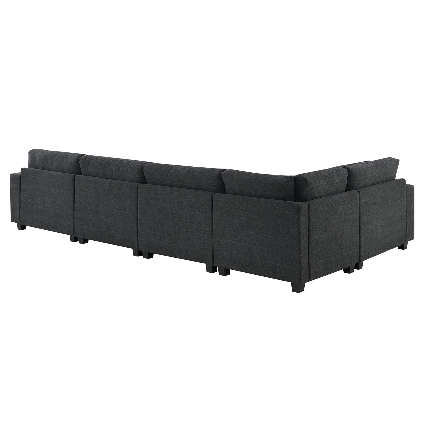 U Shaped Sectional Sofa,Chenille Couch Set With Ottoman,Hidden Armrest Storage And Cup Holders,Usb Charging Ports