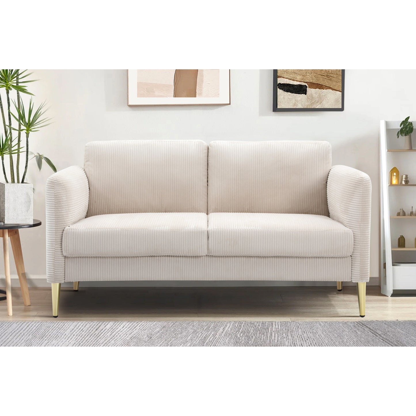 US PRIDE FURNITURE 60.63 W Mid-Century Corduroy Fabric Loveseat