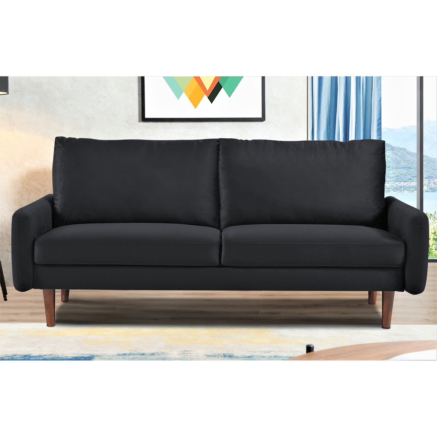US Pride Furnitirue 70''W Tapered-Leg Velvet Sofa