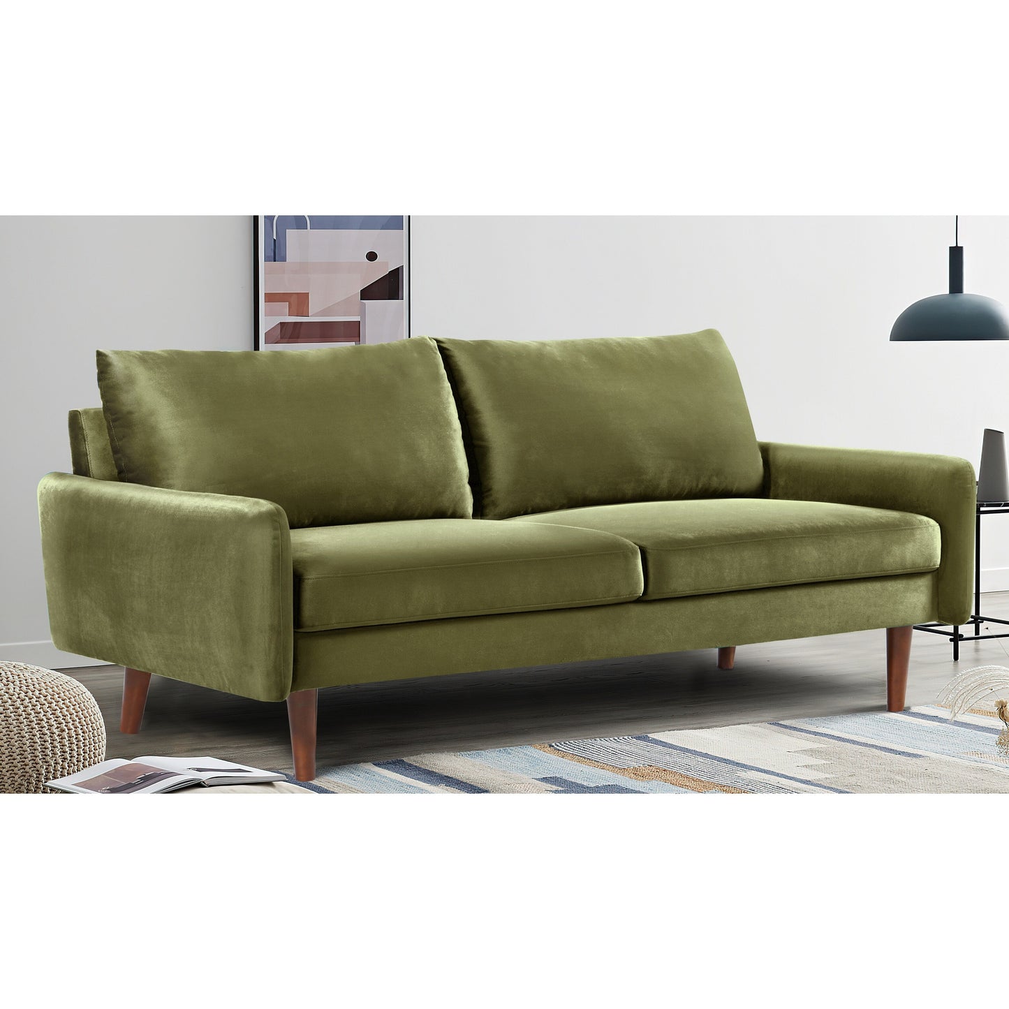 US Pride Furnitirue 70''W Tapered-Leg Velvet Sofa