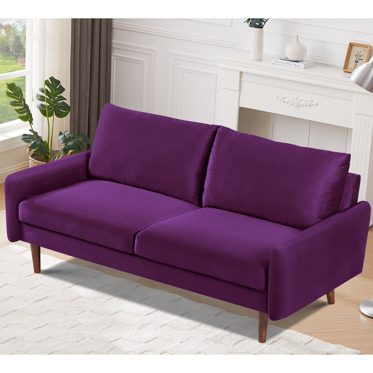 US Pride Furnitirue 70''W Tapered-Leg Velvet Sofa