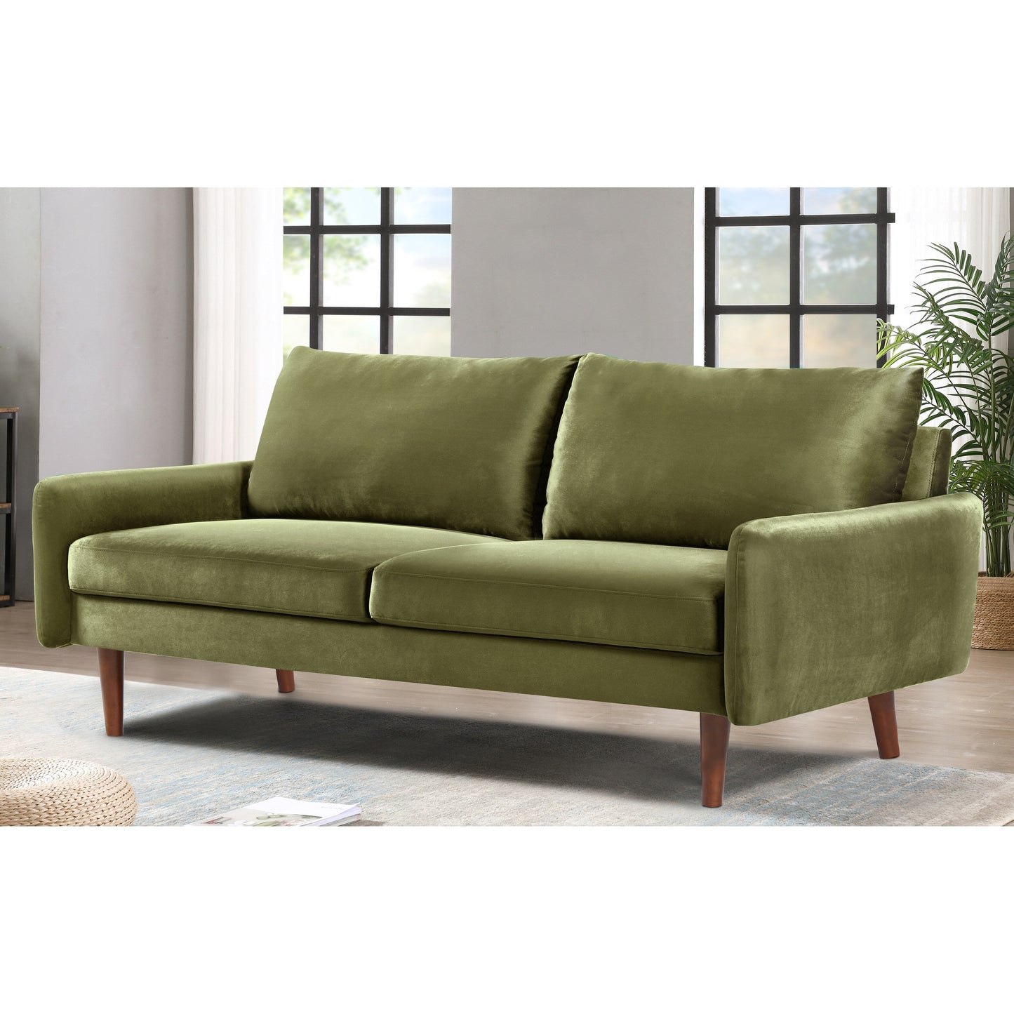 US Pride Furnitirue 70''W Tapered-Leg Velvet Sofa