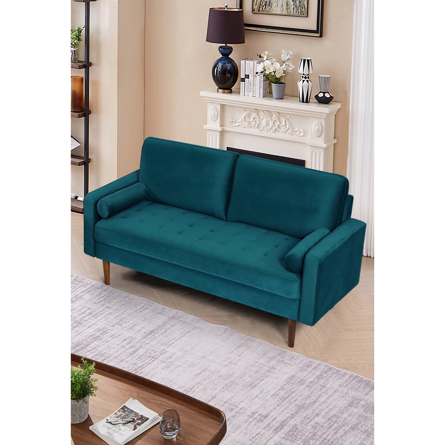 US Pride Furnitirue 70''W Tapered-Leg Velvet Sofa