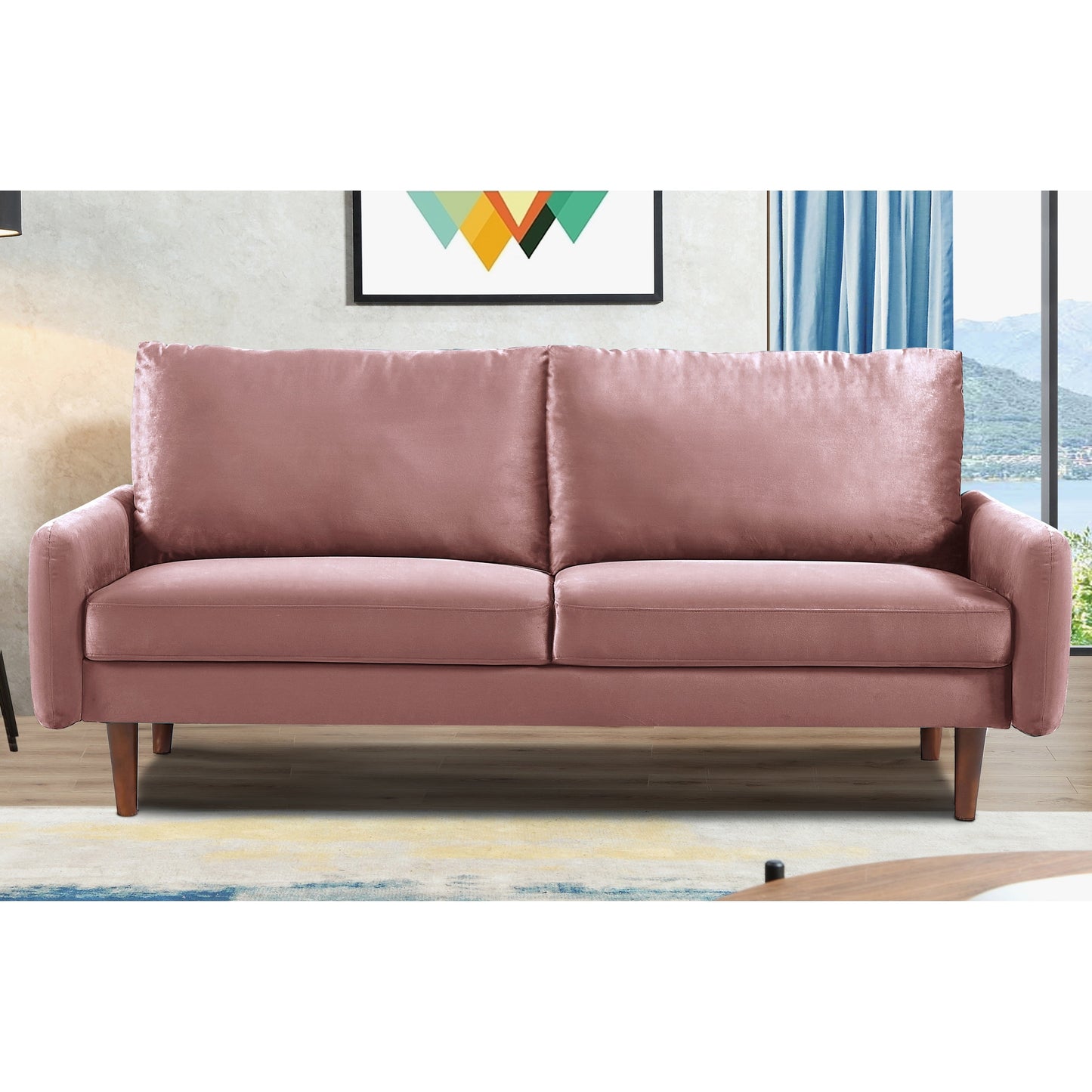 US Pride Furnitirue 70''W Tapered-Leg Velvet Sofa