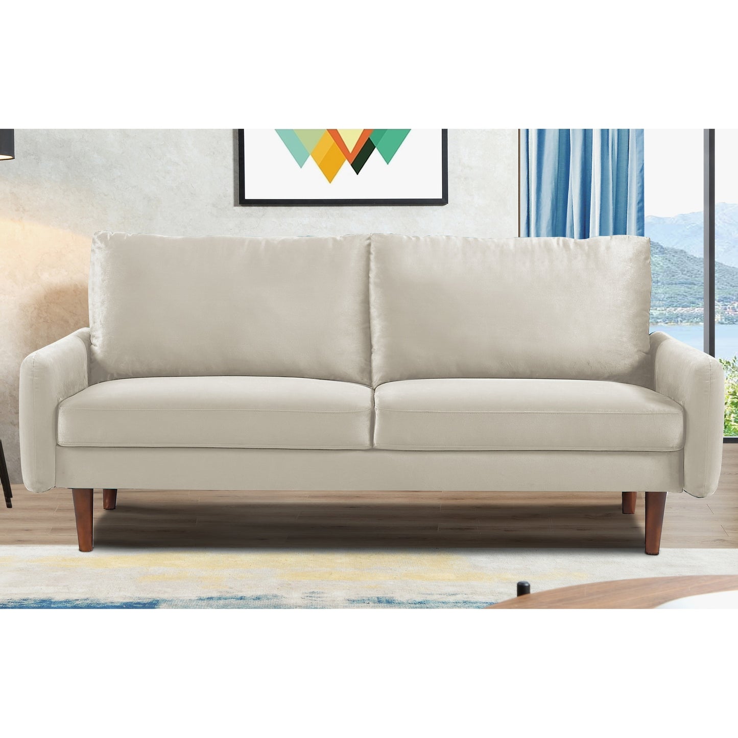 US Pride Furnitirue 70''W Tapered-Leg Velvet Sofa