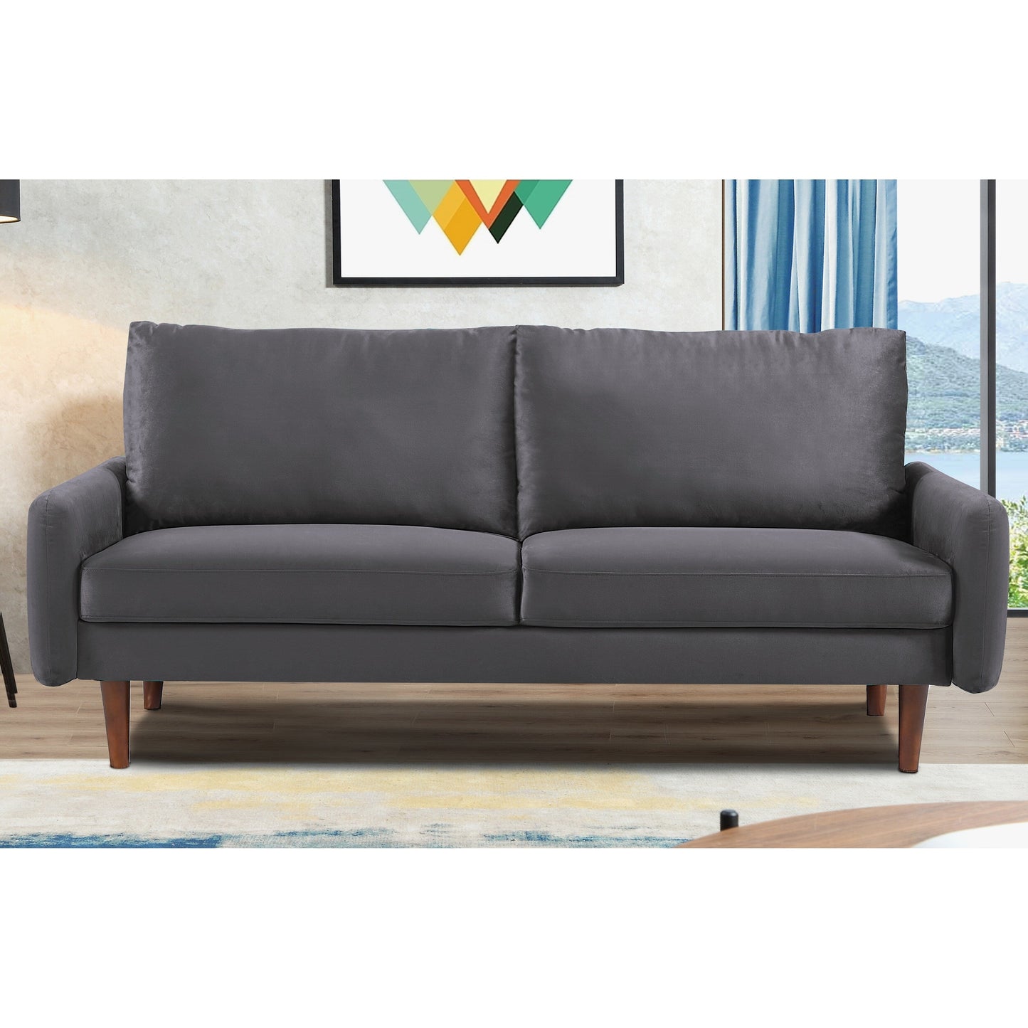 US Pride Furnitirue 70''W Tapered-Leg Velvet Sofa