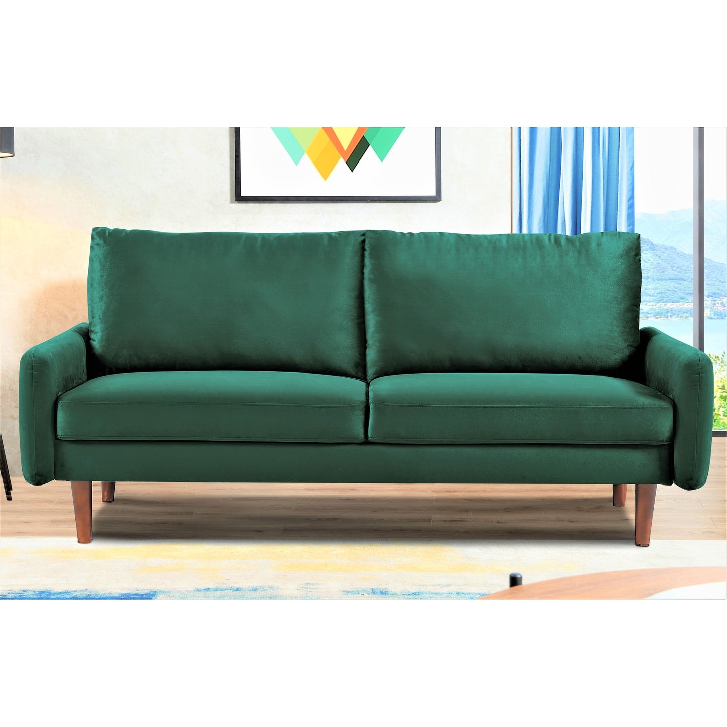 US Pride Furnitirue 70''W Tapered-Leg Velvet Sofa