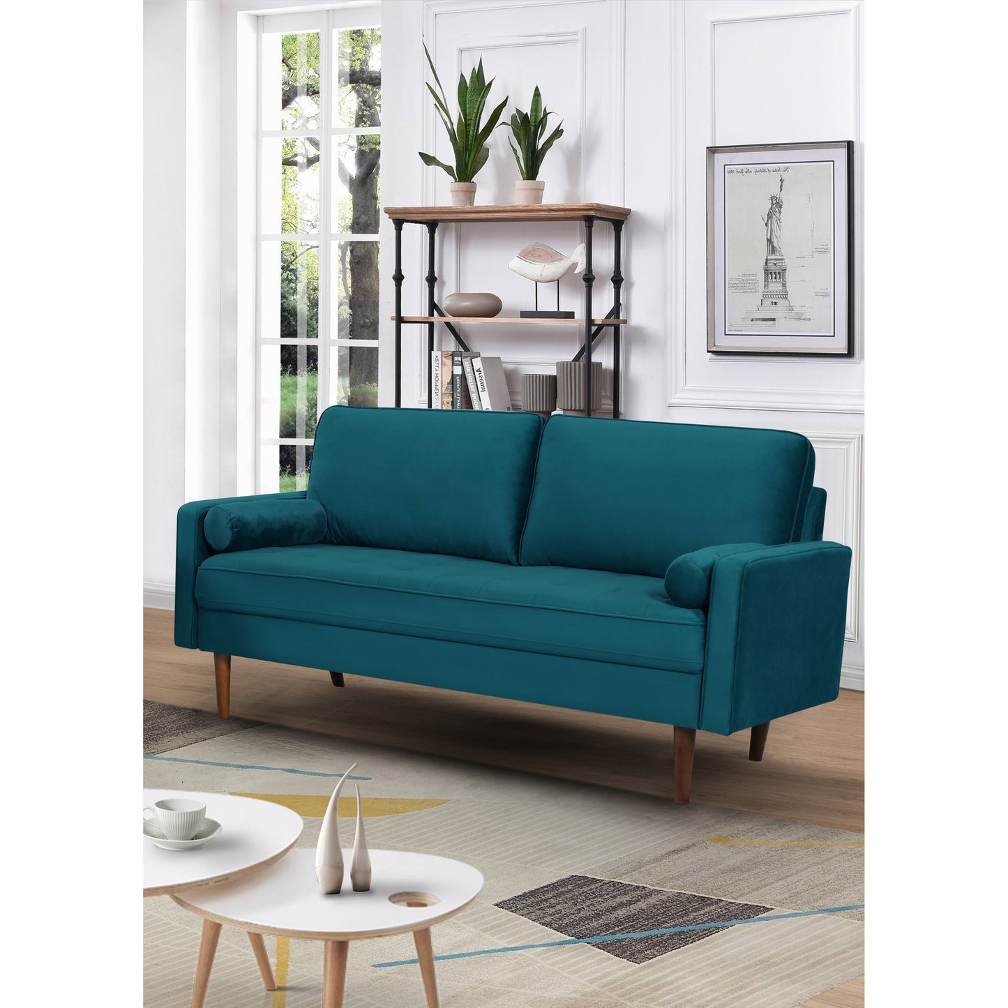 US Pride Furnitirue 70''W Tapered-Leg Velvet Sofa