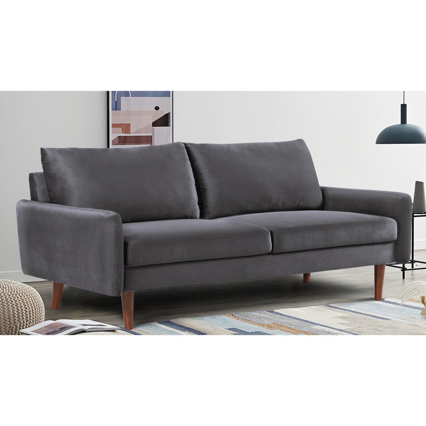 US Pride Furnitirue 70''W Tapered-Leg Velvet Sofa