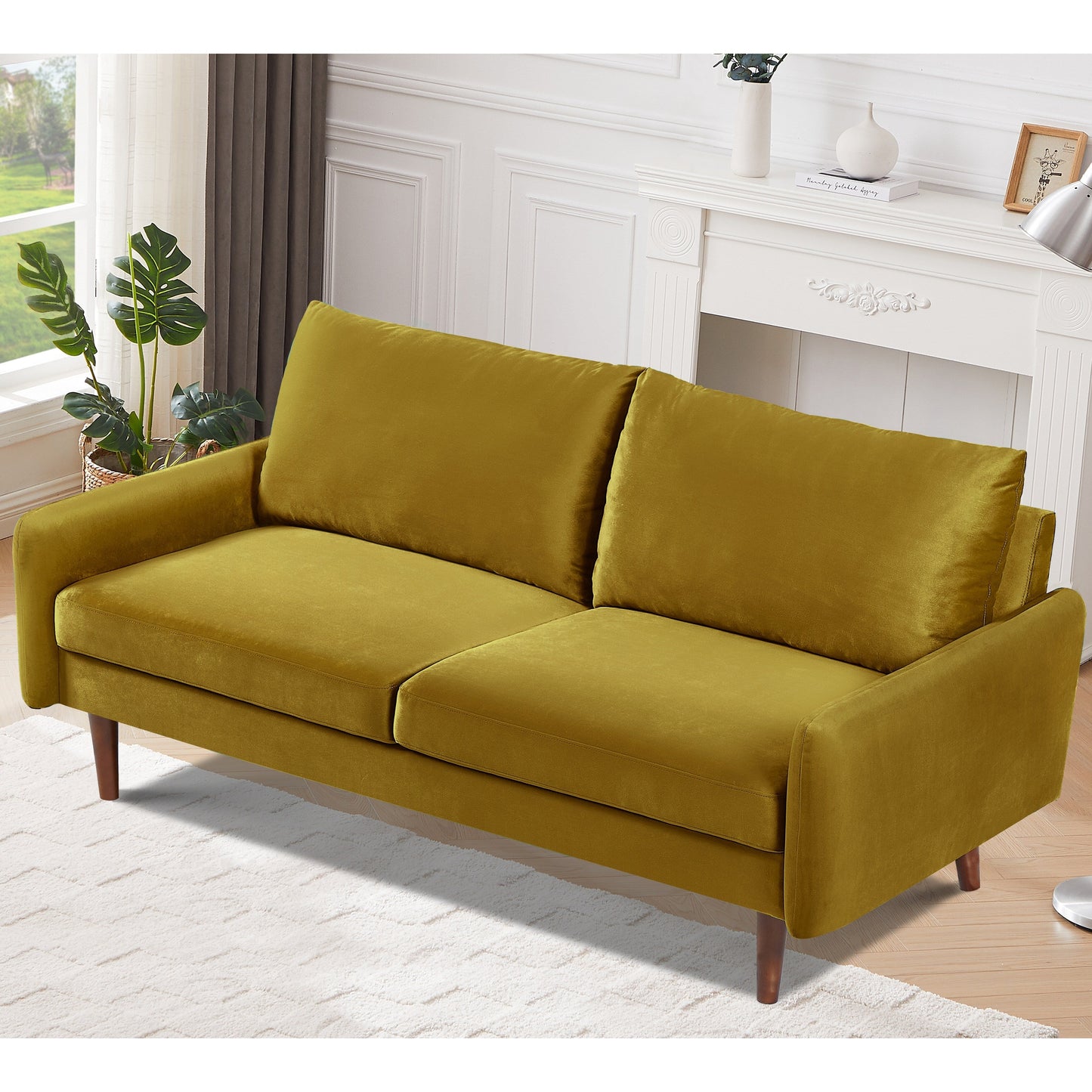 US Pride Furnitirue 70''W Tapered-Leg Velvet Sofa
