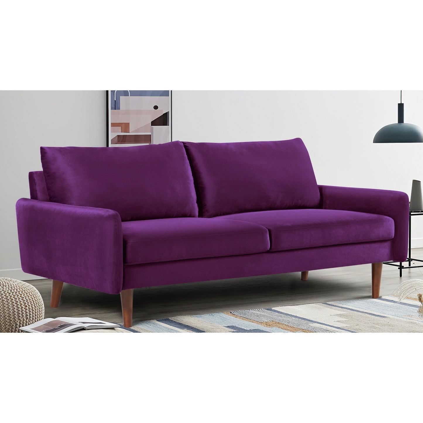 US Pride Furnitirue 70''W Tapered-Leg Velvet Sofa