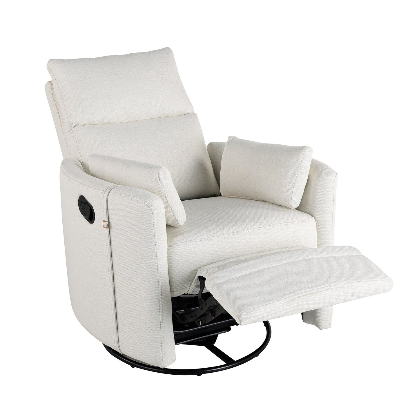 Upholstered Swivel Recliner Manual Rocker