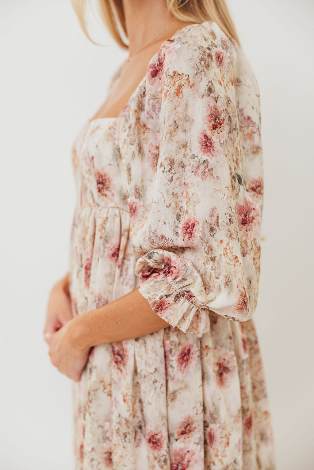 Mona Maxi Dress with Smocking in Pink/Beige Multi Floral - Bump Friendly *9/30 PRE-ORDER*