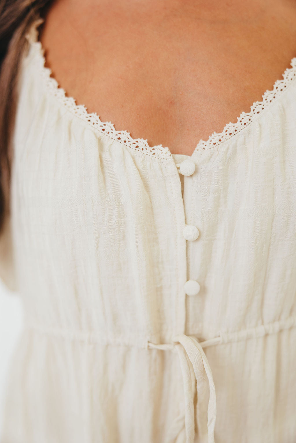 Rumi Woven Sweetheart Maxi Dress in Natural - Bump Friendly - Detachable Liner