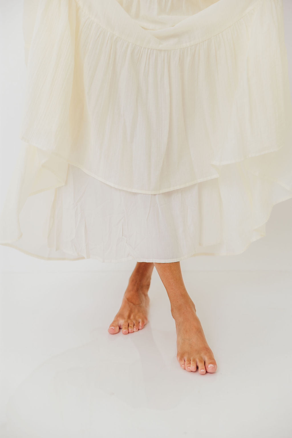 Katy Pleated Bodice Maxi Dress in Cream - Bump Friendly - Restocking End of Sept