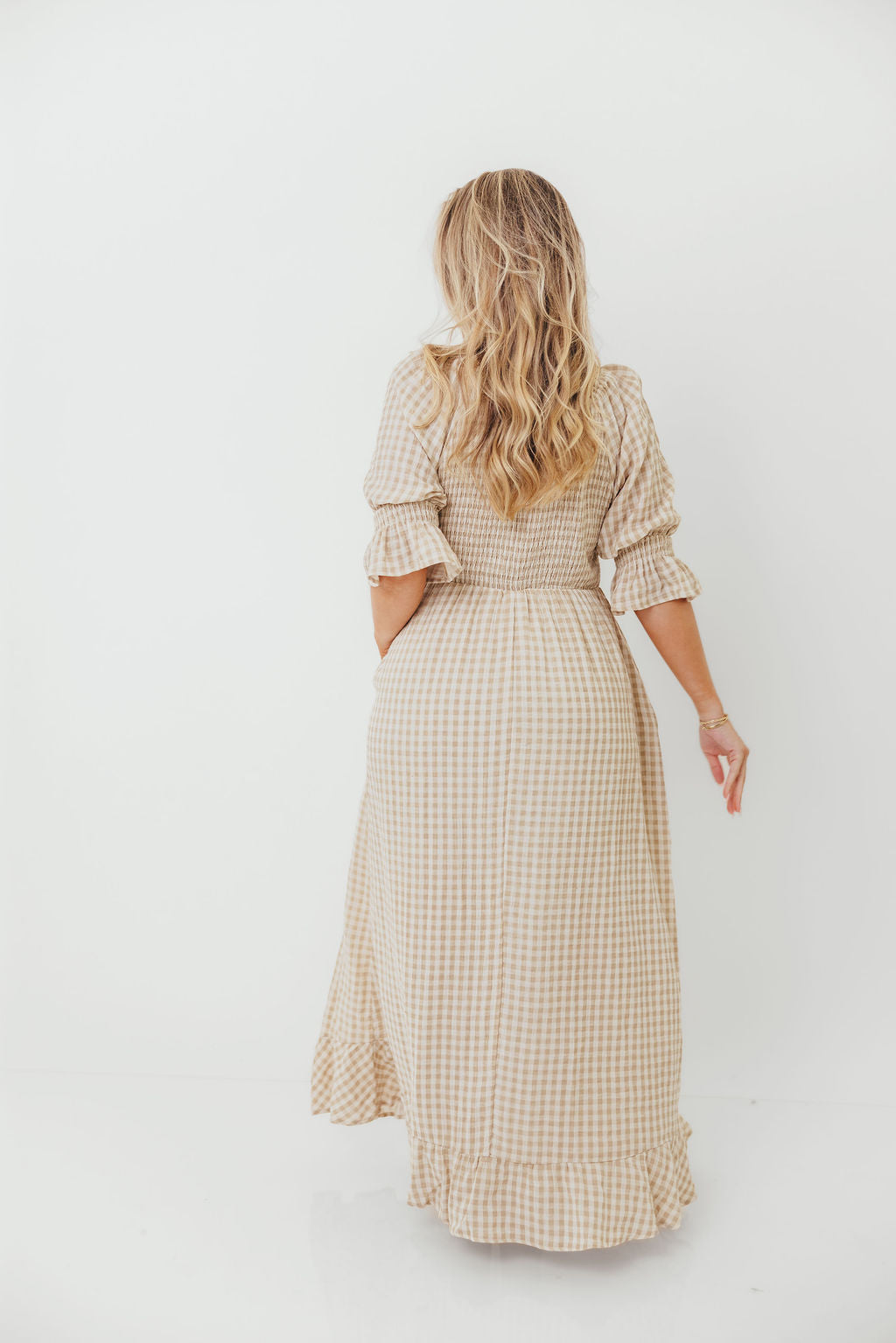 Sienna 100% Cotton Puff Sleeve Maxi Dress in Natural - Bump Friendly