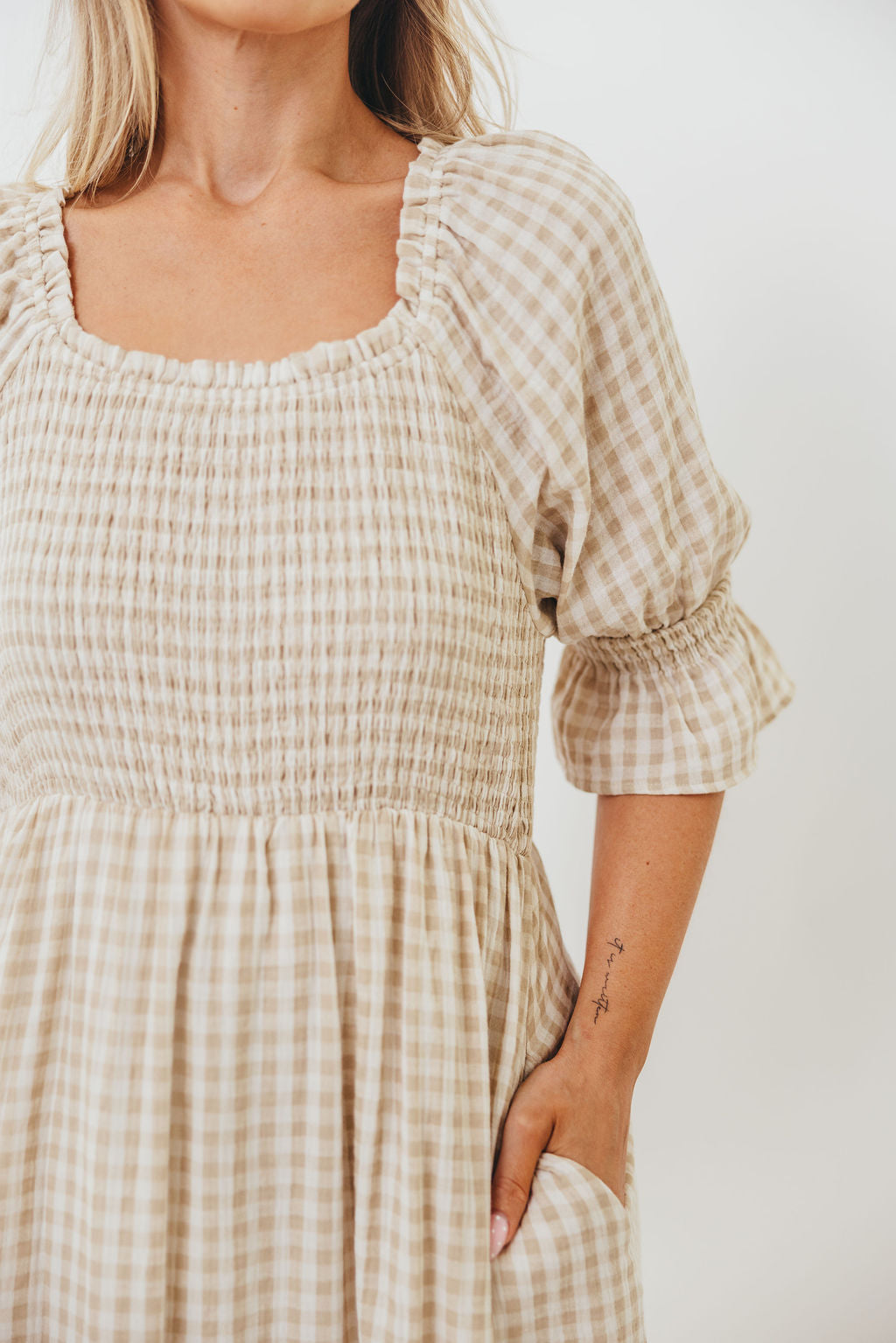 Sienna 100% Cotton Puff Sleeve Maxi Dress in Natural - Bump Friendly