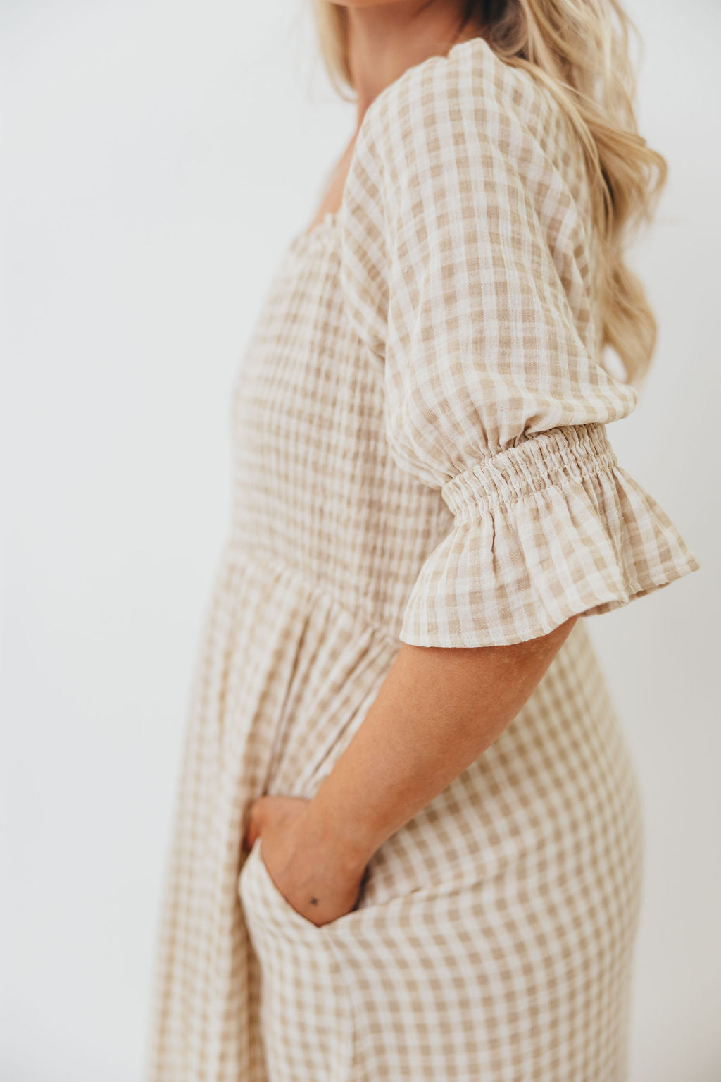 Sienna 100% Cotton Puff Sleeve Maxi Dress in Natural - Bump Friendly