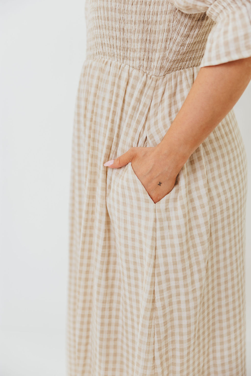 Sienna 100% Cotton Puff Sleeve Maxi Dress in Natural - Bump Friendly