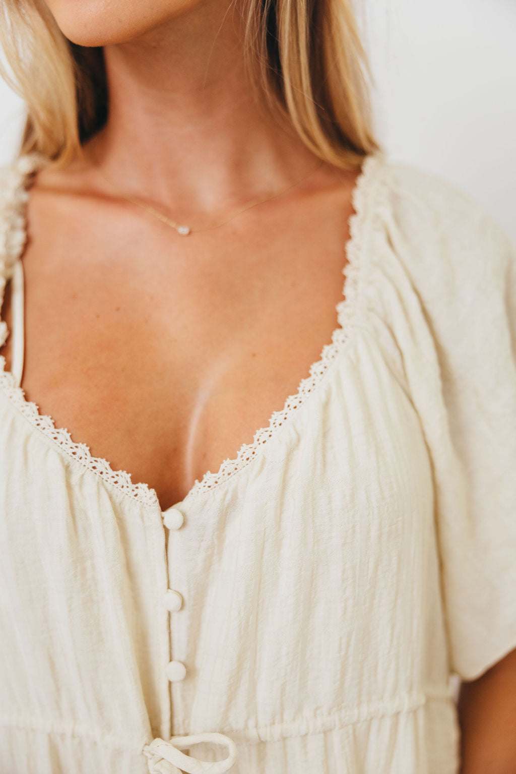 Rumi Woven Sweetheart Maxi Dress in Natural - Bump Friendly - Detachable Liner