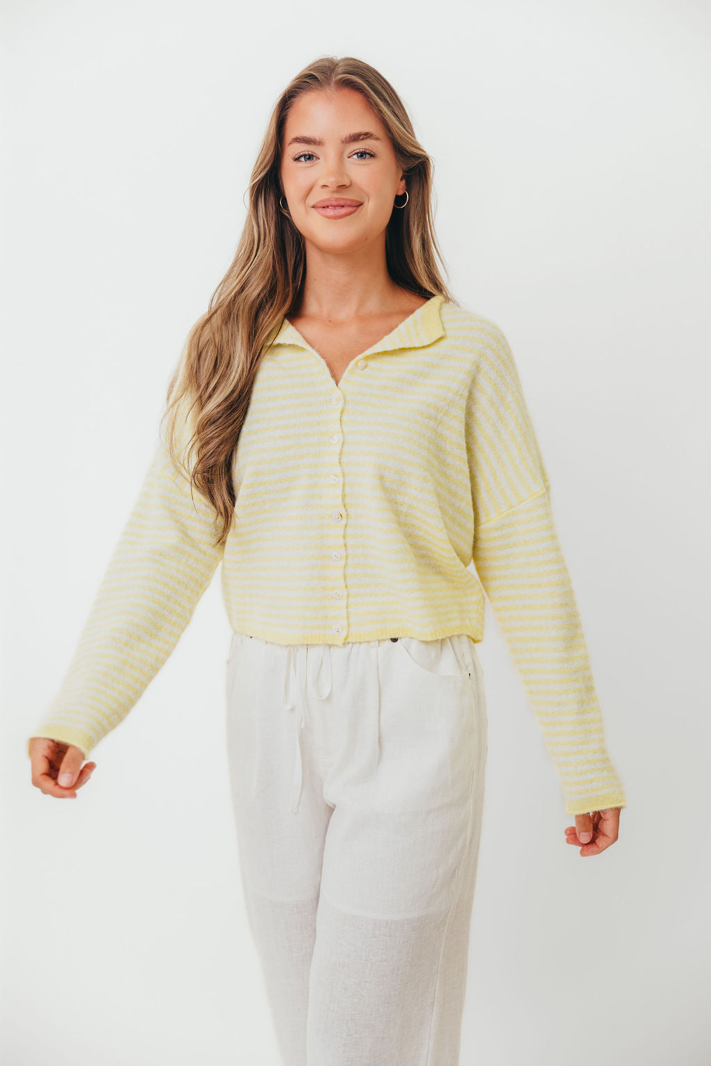 Piper Mini Stripes Cardigan in Butter