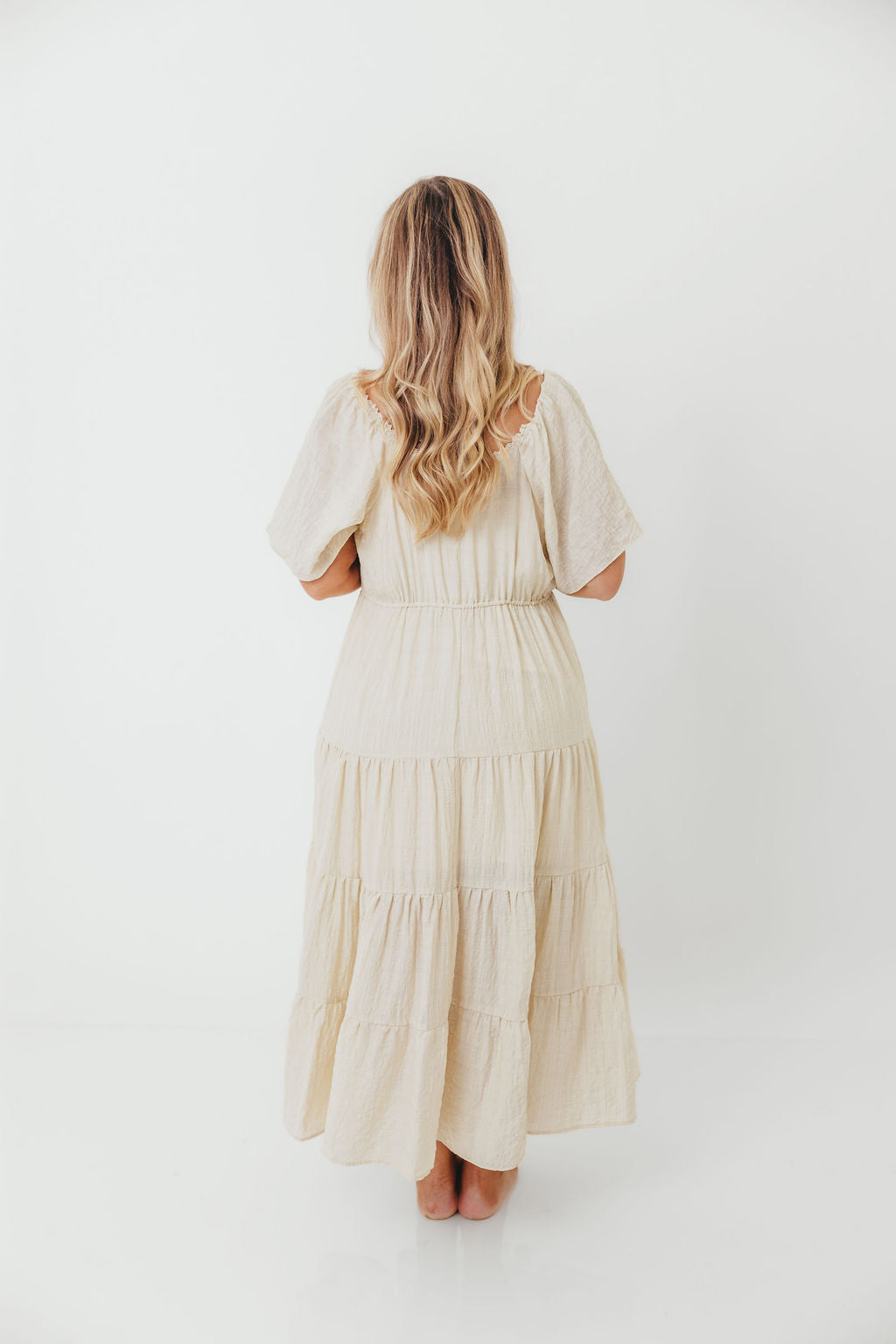 Rumi Woven Sweetheart Maxi Dress in Natural - Bump Friendly - Detachable Liner