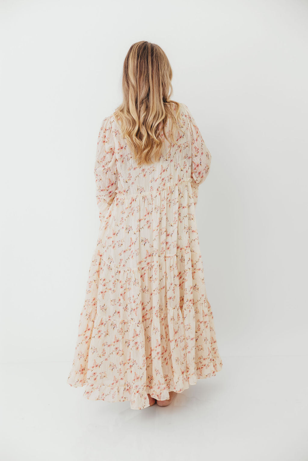 Lisa Woven Floral V-Neck Maxi Dress with Detachable Liner in Cream Multi - Bump Friendly