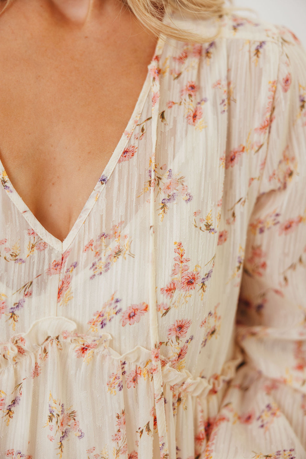 Lisa Woven Floral V-Neck Maxi Dress with Detachable Liner in Cream Multi - Bump Friendly
