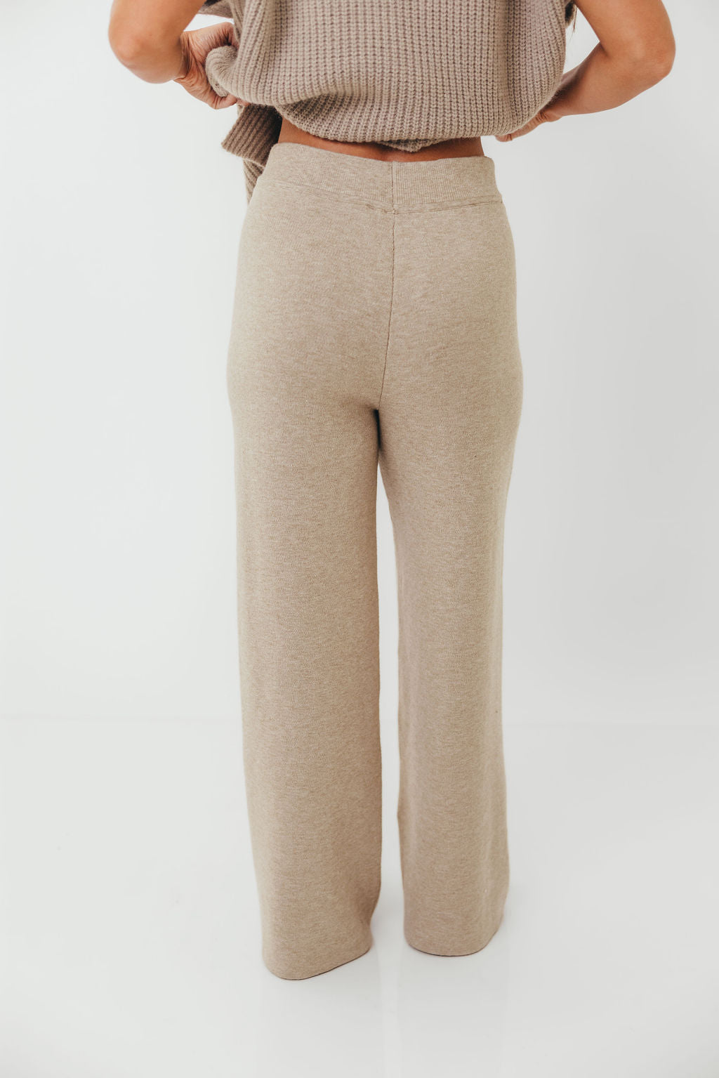 Hilaria Turtle Neck Sweater Top and Pants Set in Stone