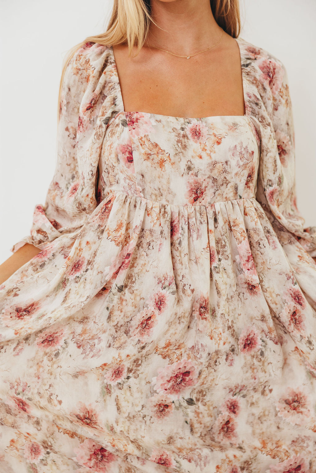 Mona Maxi Dress with Smocking in Pink/Beige Multi Floral - Bump Friendly *9/30 PRE-ORDER*