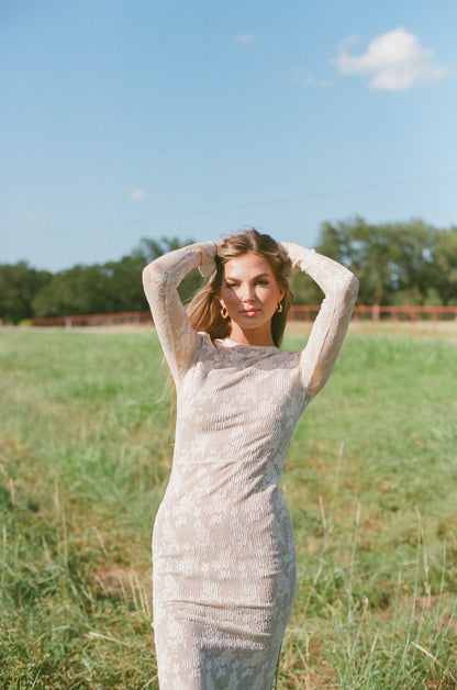 Seraphine Lace Maxi Dress in Cream - Inclusive Sizing & Bump Friendly (Size Up for Bump)