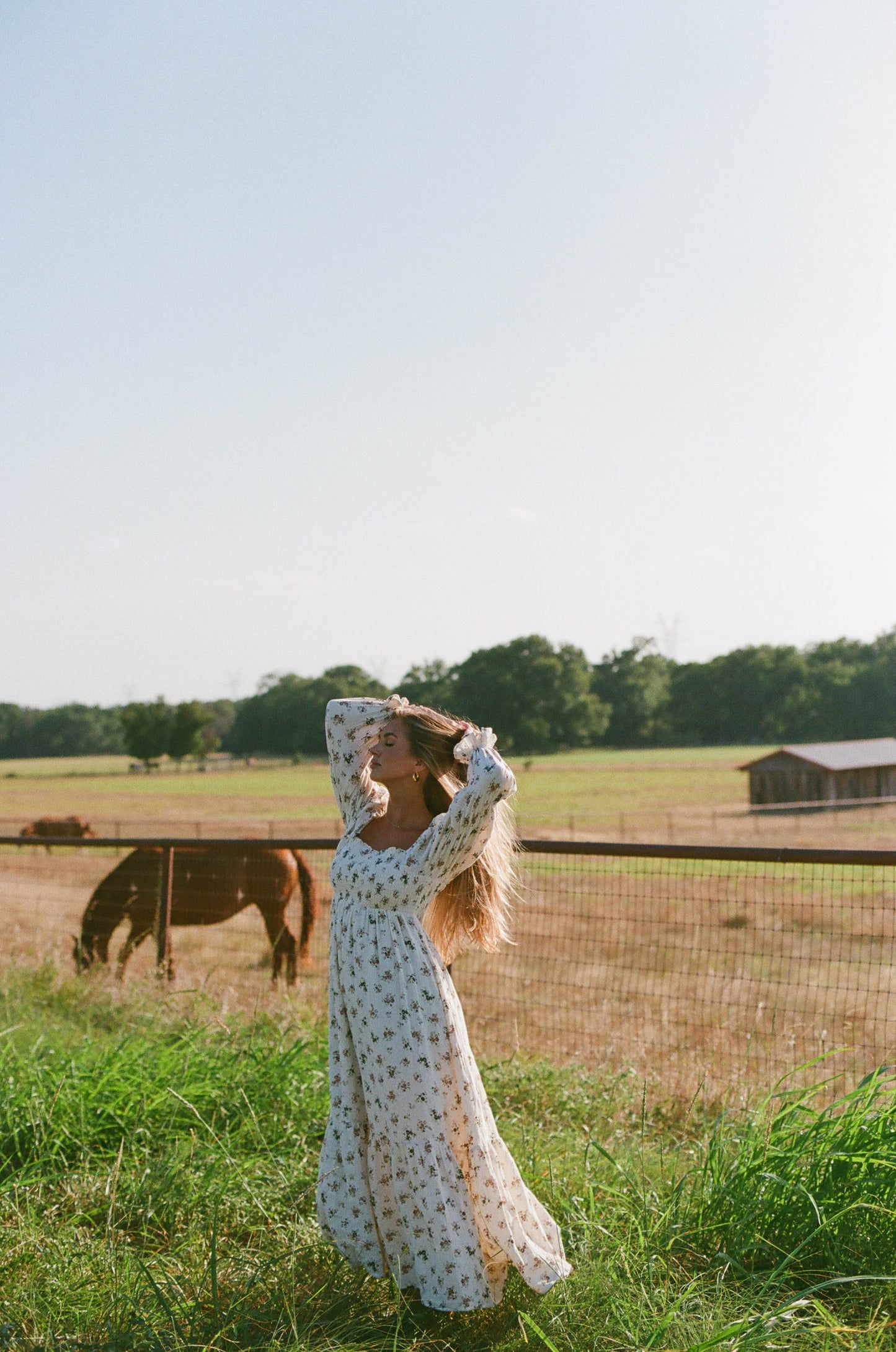 Emerson Maxi Dress with Long Sleeves in Ivory