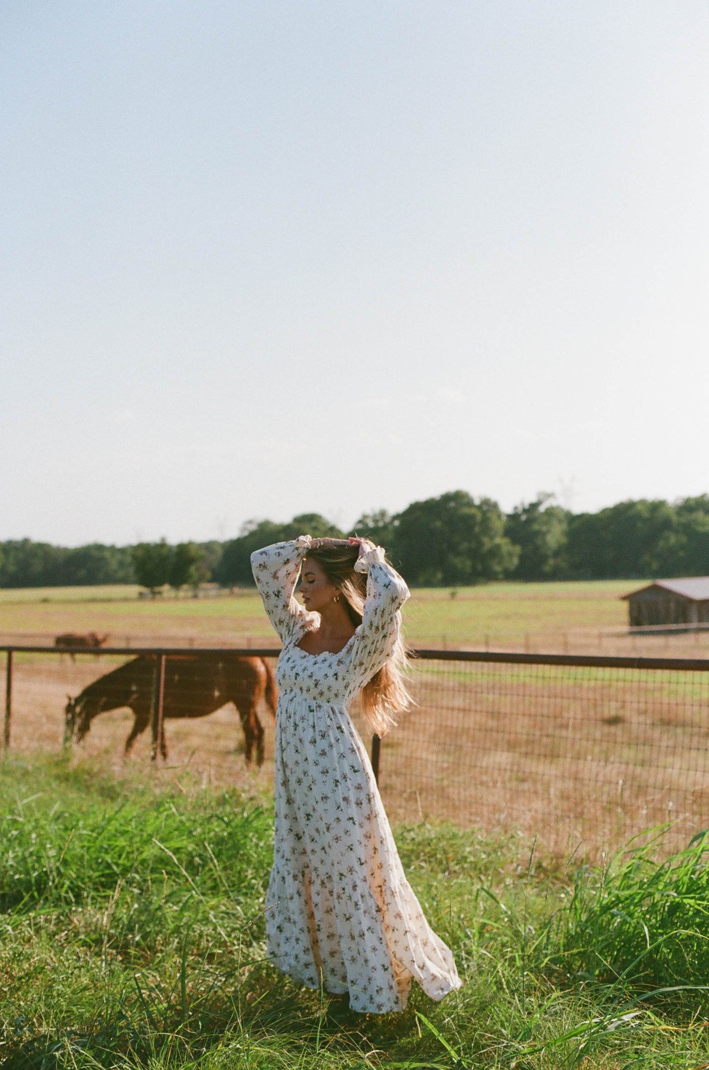 Emerson Maxi Dress with Long Sleeves in Ivory