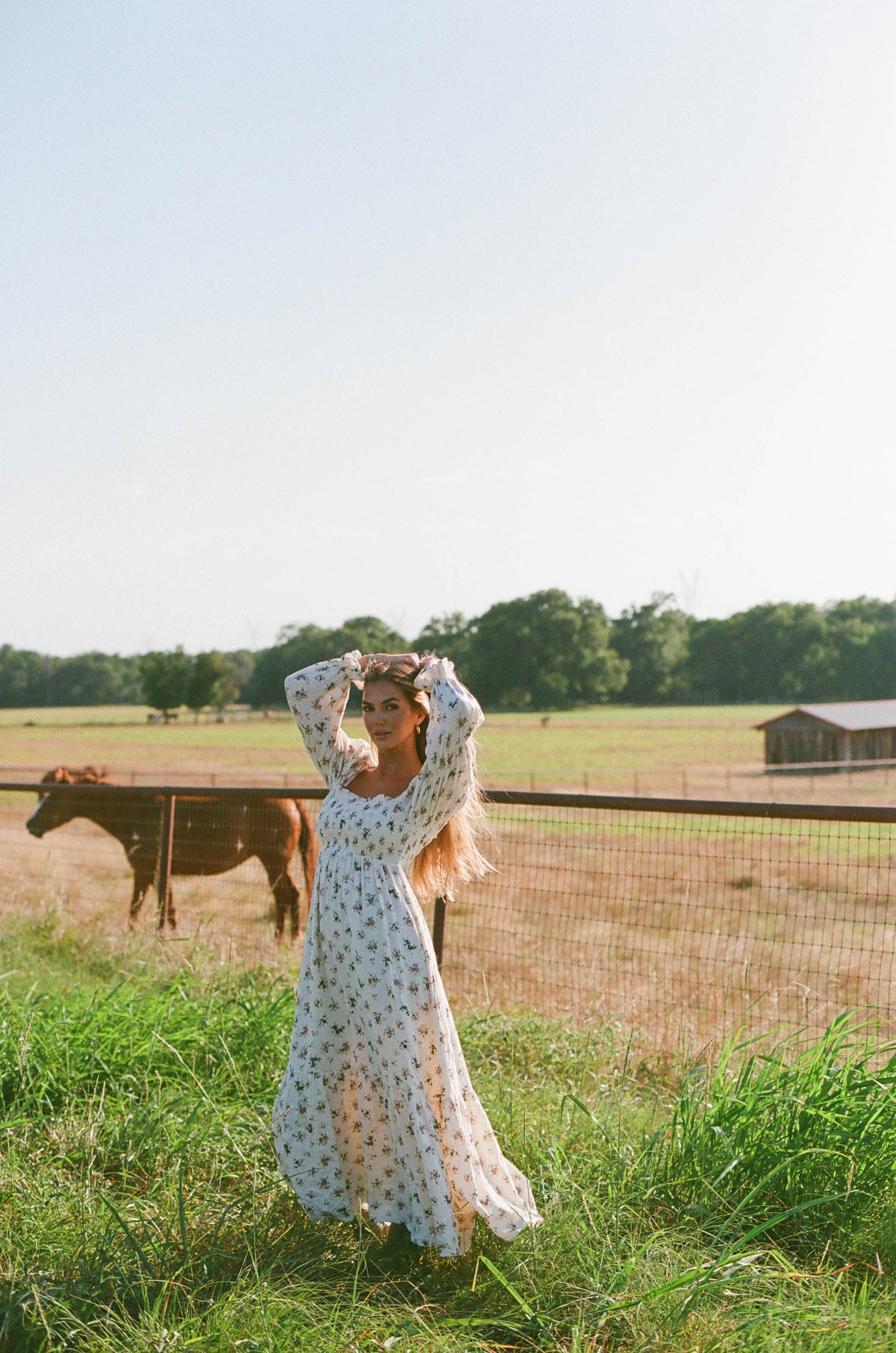 Emerson Maxi Dress with Long Sleeves in Ivory