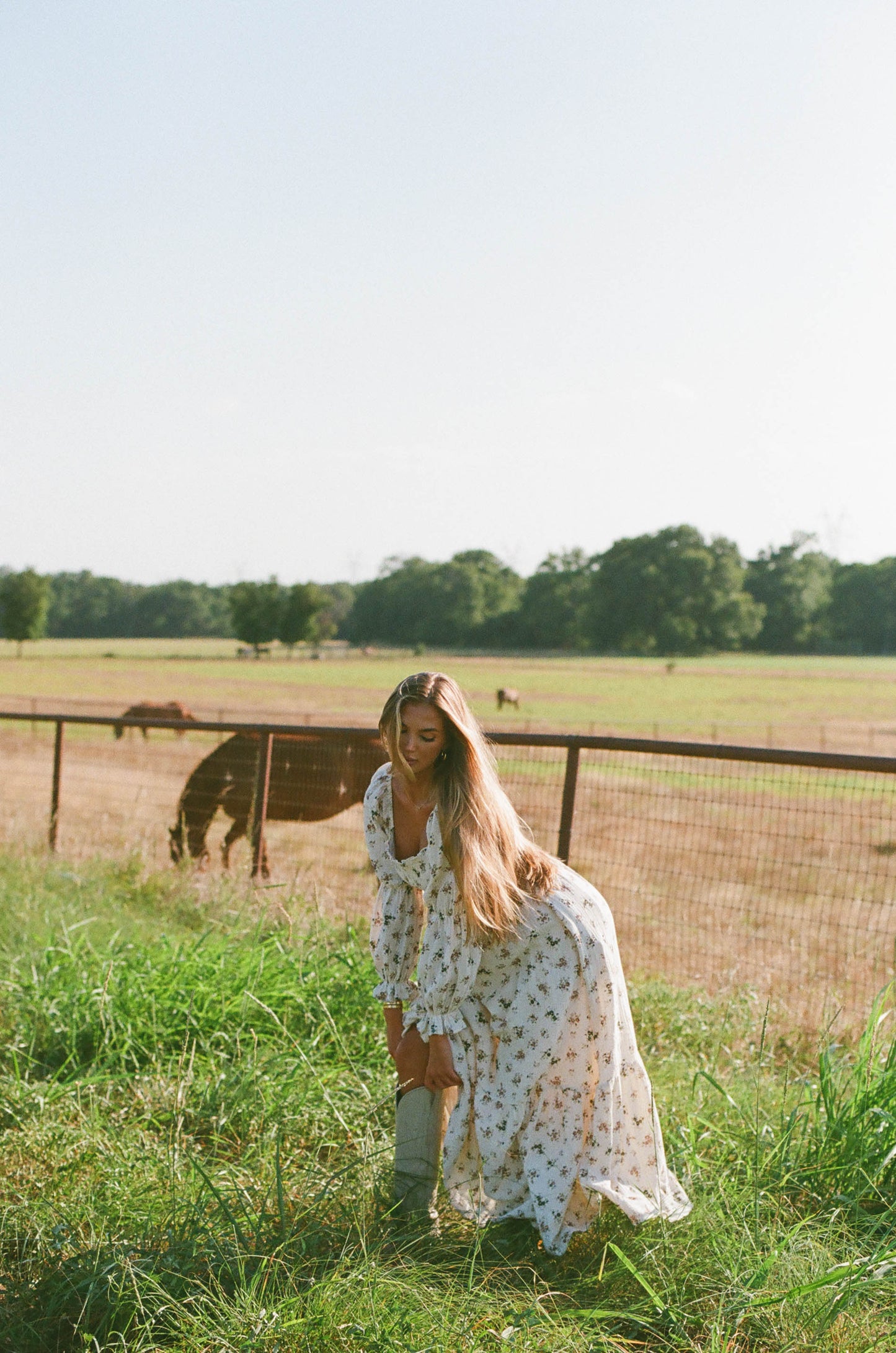 Emerson Maxi Dress with Long Sleeves in Ivory