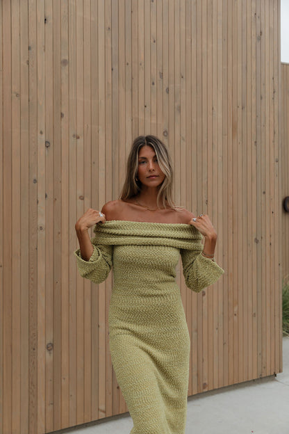 Nora Knit Maxi Dress in Dusty Lime - Bump Friendly