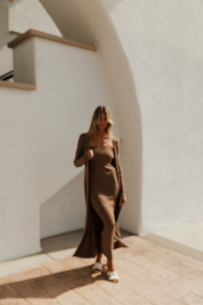 Lina Two Piece Dress Set in Taupe - Bump Friendly & Inclusive Sizing