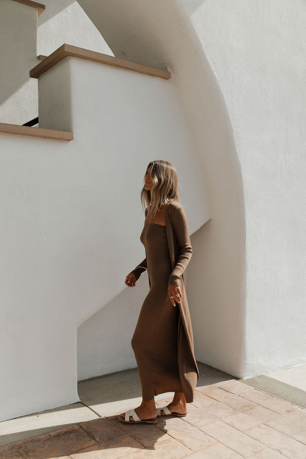 Lina Two Piece Dress Set in Taupe - Bump Friendly & Inclusive Sizing