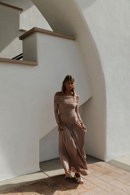 Lennox Long Sleeve Maxi Dress in Taupe